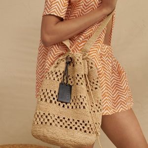 Manebi x Alex Riviere Bucket Raffia Bag One Shoulder Strap